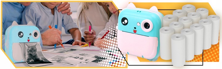 MINI DRUKARKA DRUKUŚ APARAT FOTOGRAFICZNY NATYCHMIASTOWY TERMICZNA 13 ROLEK Kod producenta Aparat drukarka drukuś 2.0 niebieski 13 rolek